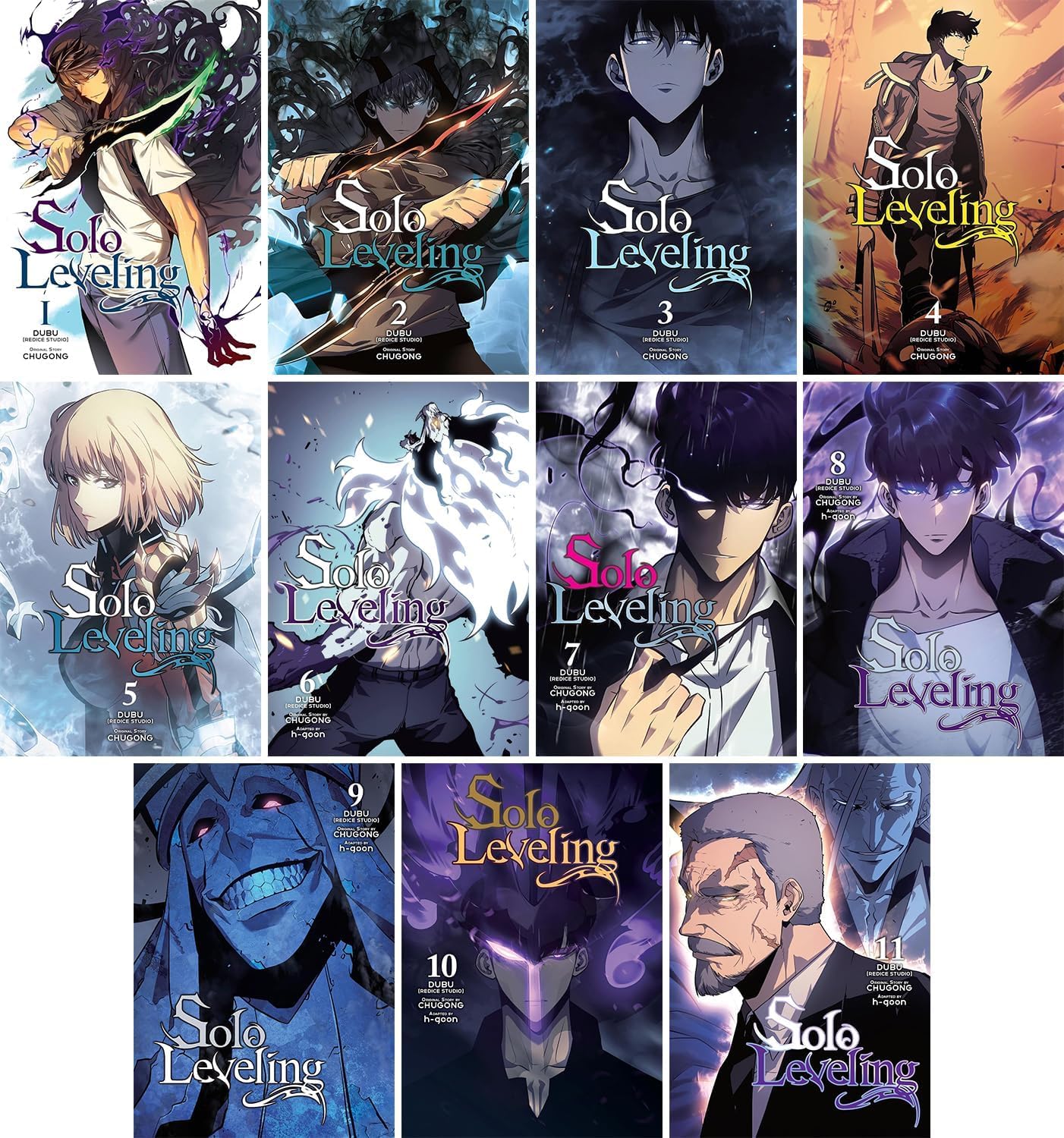Solo Leveling Manga Series, Vol 1-11,  Collection Books Full/Loose Set  by Chugong 🎁 Bonus: Free Manga-Themed Wall Poster